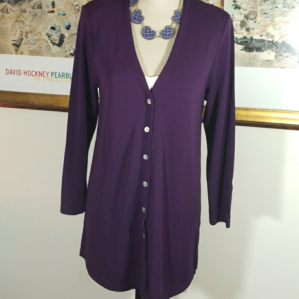 Amanda Smith Purple Button Down Long Sleeves Cardigan. Size 8P